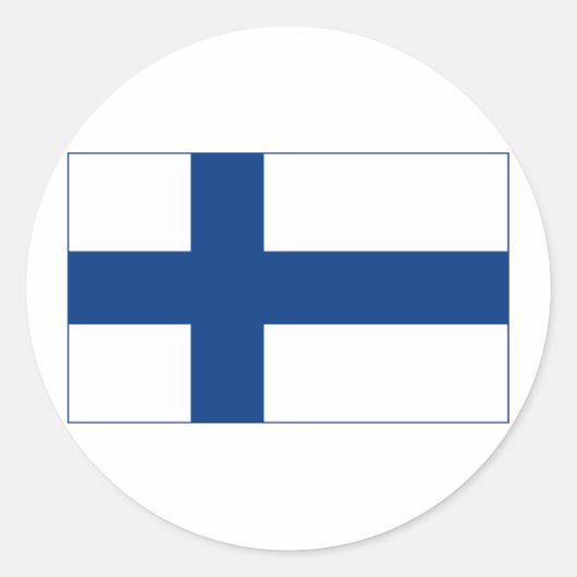 De vlag van Finland Blauw Noords Kruis op witte St Ronde Sticker (Voorkant)