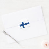 De vlag van Finland Blauw Noords Kruis op witte St Ronde Sticker (Envelop)