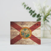 De vlag van Florida op de oude houten graan Briefkaart (Staand voorkant)