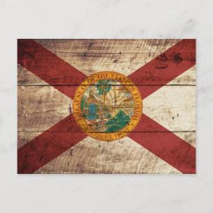 De vlag van Florida op de oude houten graan Briefkaart