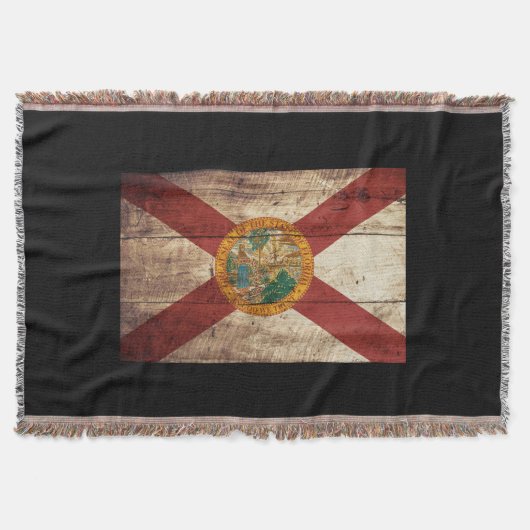 De vlag van Florida op de oude houten graan Deken (Voorkant)