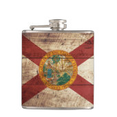 De vlag van Florida op de oude houten graan Heupfles (Voorkant)