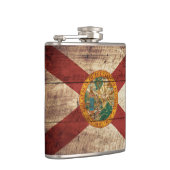 De vlag van Florida op de oude houten graan Heupfles (Rechts)