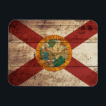 De vlag van Florida op de oude houten graan Magneet<br><div class="desc">De vlag van de staat Florida op de Oude Korrel van het Hout Voelt zich vrij om het ontwerp volgens uw eigen voorkeur te wijzigen. U kunt de ontwerplocatie, -oriëntatie, achtergrondkleuren en -grootte wijzigen. Ook, kunt u uw eigen tekst toevoegen, of slogan plaatste zijn doopvont, plaats en grootte, allen om...</div>