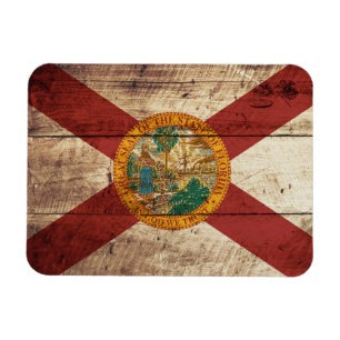 De vlag van Florida op de oude houten graan Magneet