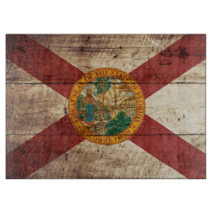 De vlag van Florida op de oude houten graan Snijplank