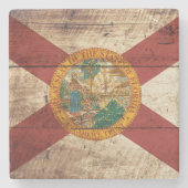 De vlag van Florida op de oude houten graan Stenen Onderzetter (Voorkant)