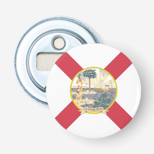 De vlag van Florida: Sunshine State of Floridians Button Flesopener (Voorkant)