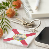 De vlag van Florida: Sunshine State of Floridians Sleutelhanger (Voorkant Rechts)