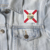 De vlag van Florida: Sunshine State of Floridians Vierkante Button 5,1 Cm (In situ)