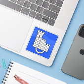 De vlag van Fribourg Sticker (Laptop met iPhone)