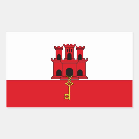 De vlag van Gibraltar. Groot-Brittannië, Brits Ove Rechthoekige Sticker (Voorkant)