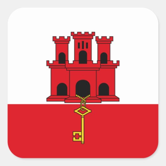 De vlag van Gibraltar. Groot-Brittannië, Brits Ove Vierkante Sticker (Voorkant)