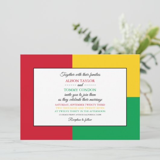 De vlag van Guinee-Bissau, de vlag van Guinee-Biss Kaart (Staand voorkant)