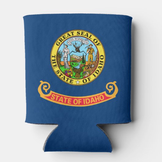 De vlag van Idaho: de Gem State, America Mountain Blikjeskoeler (Achterkant)