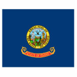 De vlag van Idaho: de Gem State, America Mountain  Fotobeeldje Ornament<br><div class="desc">De vlag van de staat Idaho, een eenvoudig maar krachtig embleem, werd officieel aangenomen in 1907. Het ontwerp, een veld van blauw versierd met de staatszegel, weerspiegelt de natuurlijke schoonheid en rijke geschiedenis van de staat. Het blauwe veld symboliseert de uitgestrekte lucht en de overvloedige waterbronnen die Idaho kenmerken. -...</div>