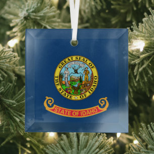 De vlag van Idaho: de Gem State, America Mountain  Glas Ornament