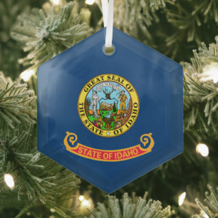 De vlag van Idaho: de Gem State, America Mountain  Glas Ornament