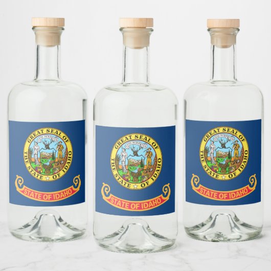 De vlag van Idaho: de Gem State, America Mountain  Likeurfles Etiket (Flessen)