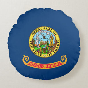 De vlag van Idaho: de Gem State, America Mountain Rond Kussen