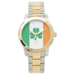 De vlag van Ierland Shamrock Horloge
