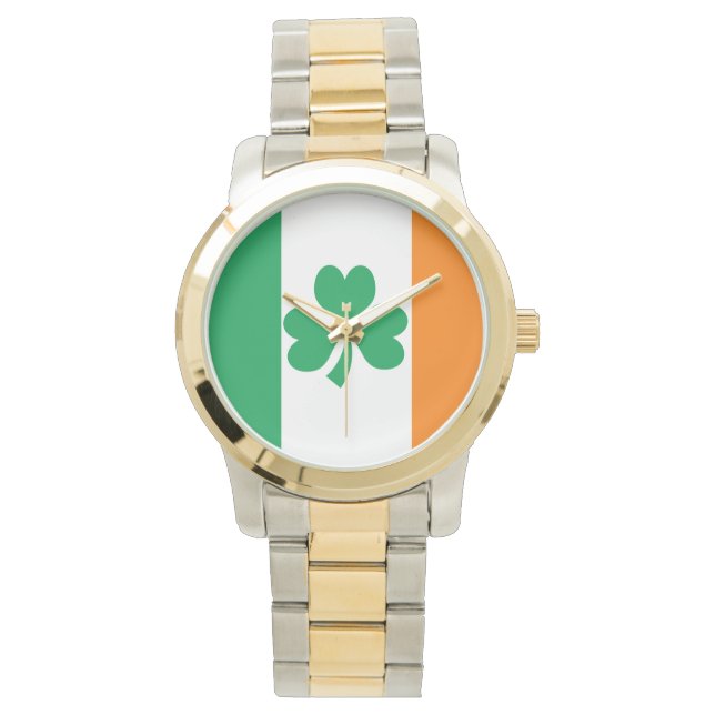 De vlag van Ierland Shamrock Horloge (Voorkant)