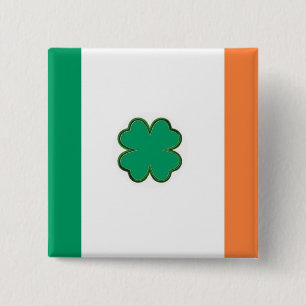 De vlag van Ierland Shamrock Vierkante Button 5,1 Cm