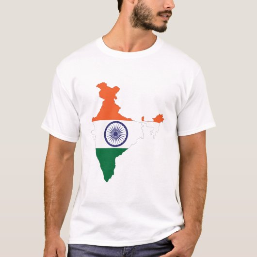 De vlag van India op de kaart T-shirt (Voorkant)