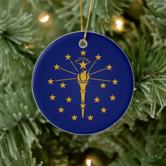De vlag van Indiana Keramisch Ornament (Boom)