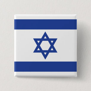 De Vlag van Israël Vierkante Button 5,1 Cm