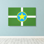 De vlag van Jackson (Mississippi) Canvas Afdruk (Insitu (Houten vloer))