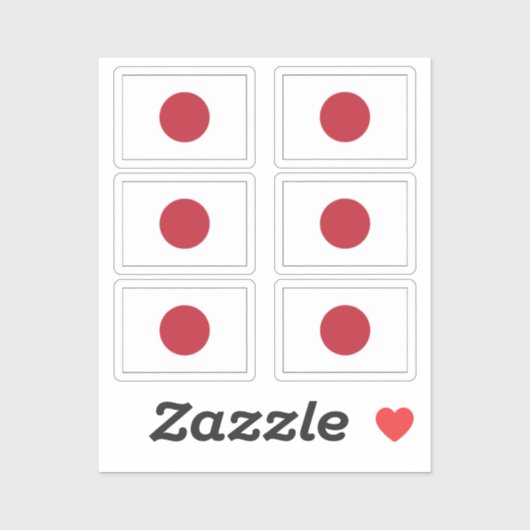 De vlag van Japan Collectie pack van 6 Sticker (Vel)