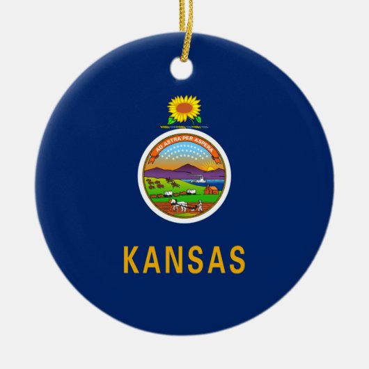 De vlag van Kansas Keramisch Ornament (Voorkant)
