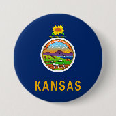 De vlag van Kansas Ronde Button 7,6 Cm (Voorkant)