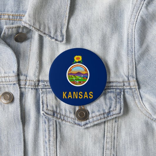 De vlag van Kansas Ronde Button 7,6 Cm (In situ)
