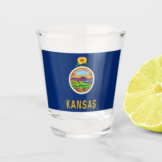 De vlag van Kansas Shot Glas (Voorkant)