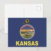De vlag van Kansas, Verenigde Staten van Amerika Briefkaart (Voorkant / Achterkant)