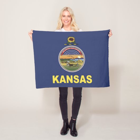 De vlag van Kansas, Verenigde Staten van Amerika Fleece Deken (In situ)