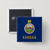 De vlag van Kansas Vierkante Button 5,1 Cm (Voorkant /achterkant)