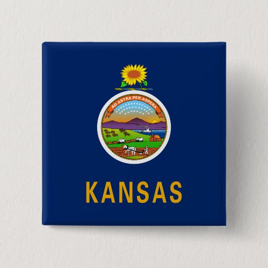 De vlag van Kansas Vierkante Button 5,1 Cm (Voorkant)