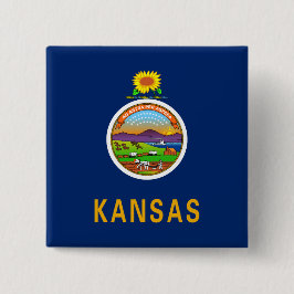 De vlag van Kansas Vierkante Button 5,1 Cm