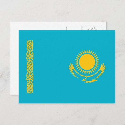 De vlag van Kazachstan Briefkaart (Voorkant / Achterkant)