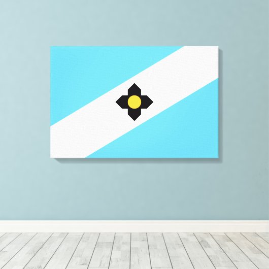 De vlag van Madison (Wisconsin) Canvas Afdruk (Insitu (Houten vloer))