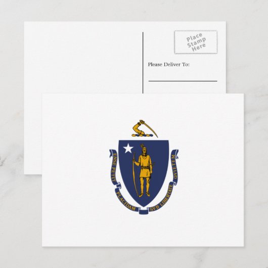 De vlag van Massachusetts Briefkaart (Voorkant / Achterkant)