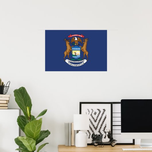 De vlag van Michigan, Verenigde Staten van Amerika Poster (Thuiskantoor)
