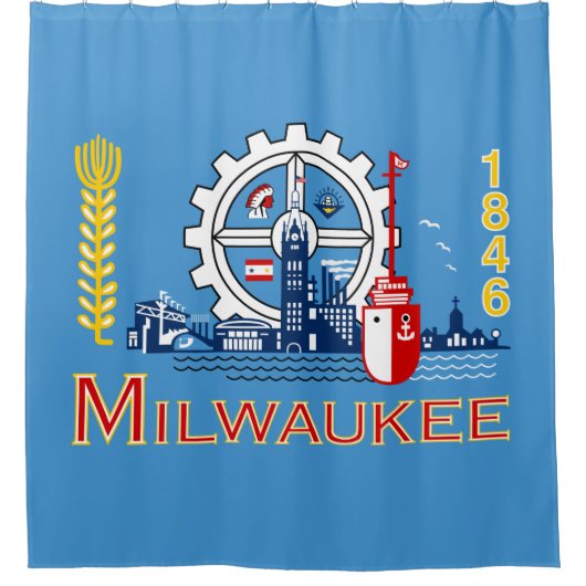 De vlag van Milwaukee (Wisconsin) Douchegordijn (Voorkant)
