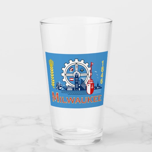 De vlag van Milwaukee (Wisconsin) Glas (Voorkant)