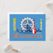 De vlag van Milwaukee (Wisconsin) Kaart (Voorkant / Achterkant in situ)
