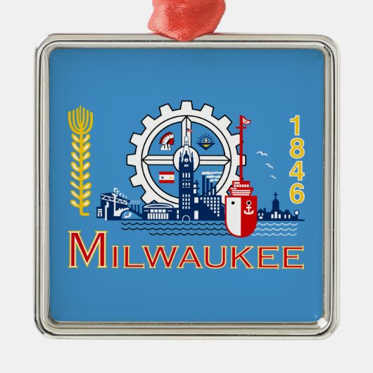 De vlag van Milwaukee (Wisconsin) Metalen Ornament (Voorkant)