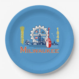 De vlag van Milwaukee (Wisconsin) Papieren Bordje